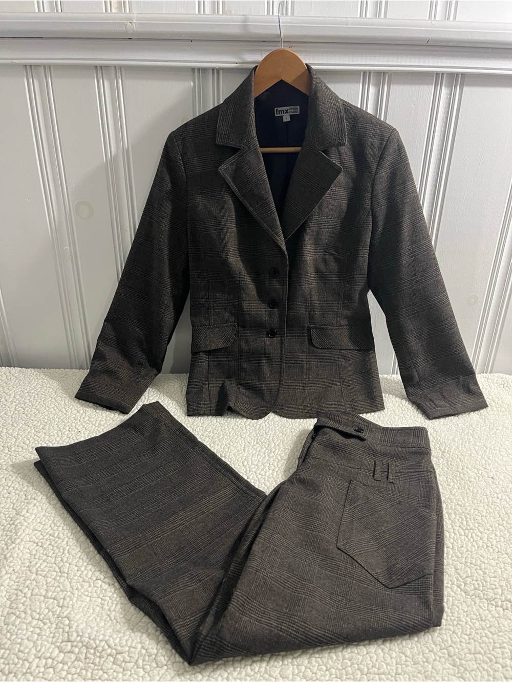 FMX Brown Plaid Pantsuit
